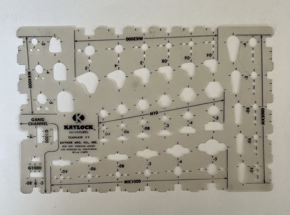 VINTAGE KAYLOCK MINIATURES DRAFTING TEMPLATE # 1