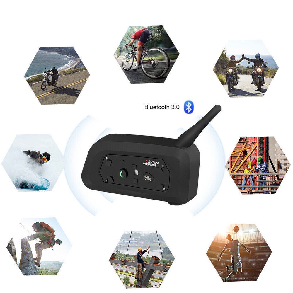 2pcs V6 Bluetooth Motorcycle Helmet Intercom Interphone Headset Intercomunicador