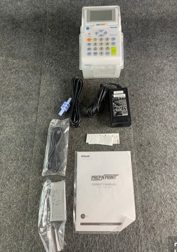 ECOLAB Prep N Print Barcode Printer TH208 AntiMicrobial Casing, Cords Manual NEW