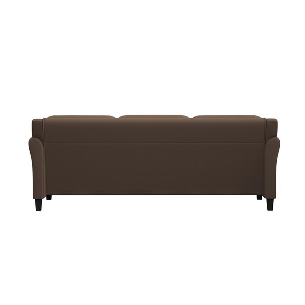 Bowery Hill Cushion Back Transitional Polyester Microfiber Sofa in Brown