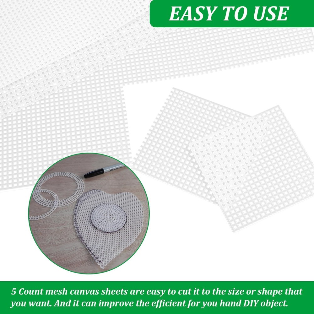 5PCS Plastic Canvas Sheets 15x11.3 inch, 5 Count Plastic Canvas Mesh Sheets, ...