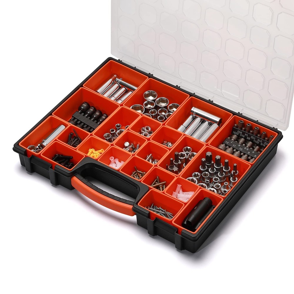 Multi-Purpose Toolbox, Professional Organizer with 24 Bin Compartments, Organ...