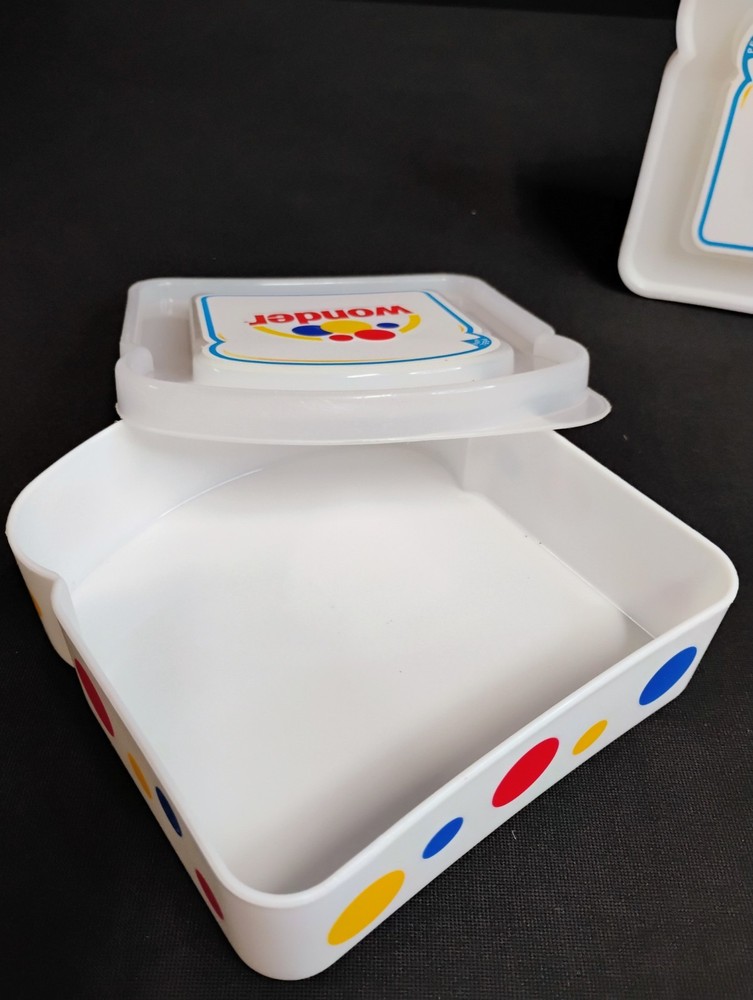 Two Wonder Bread Sandwich Keepers with Lids