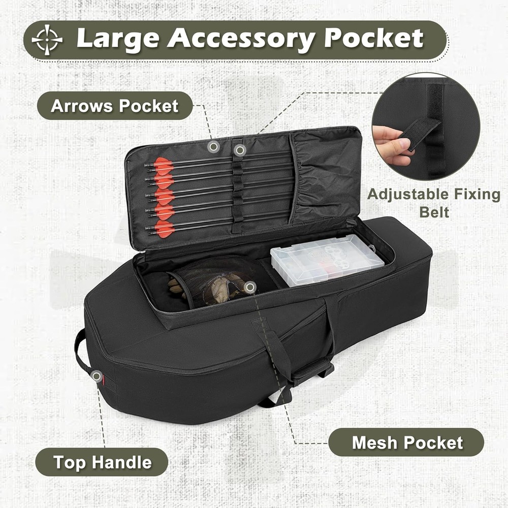Padded Soft Compound Bow Case with Arrow Pocket and Tactical Backpack Straps