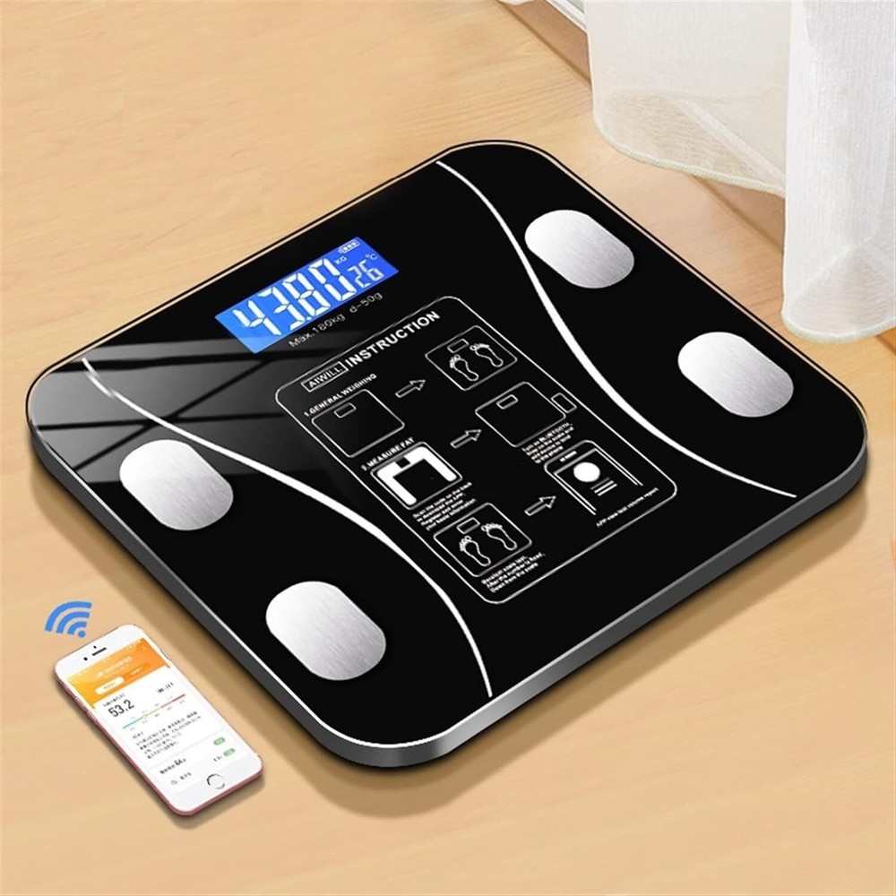Body Fat Digital Bathroom Smart Scale with Bluetooth Technology Black