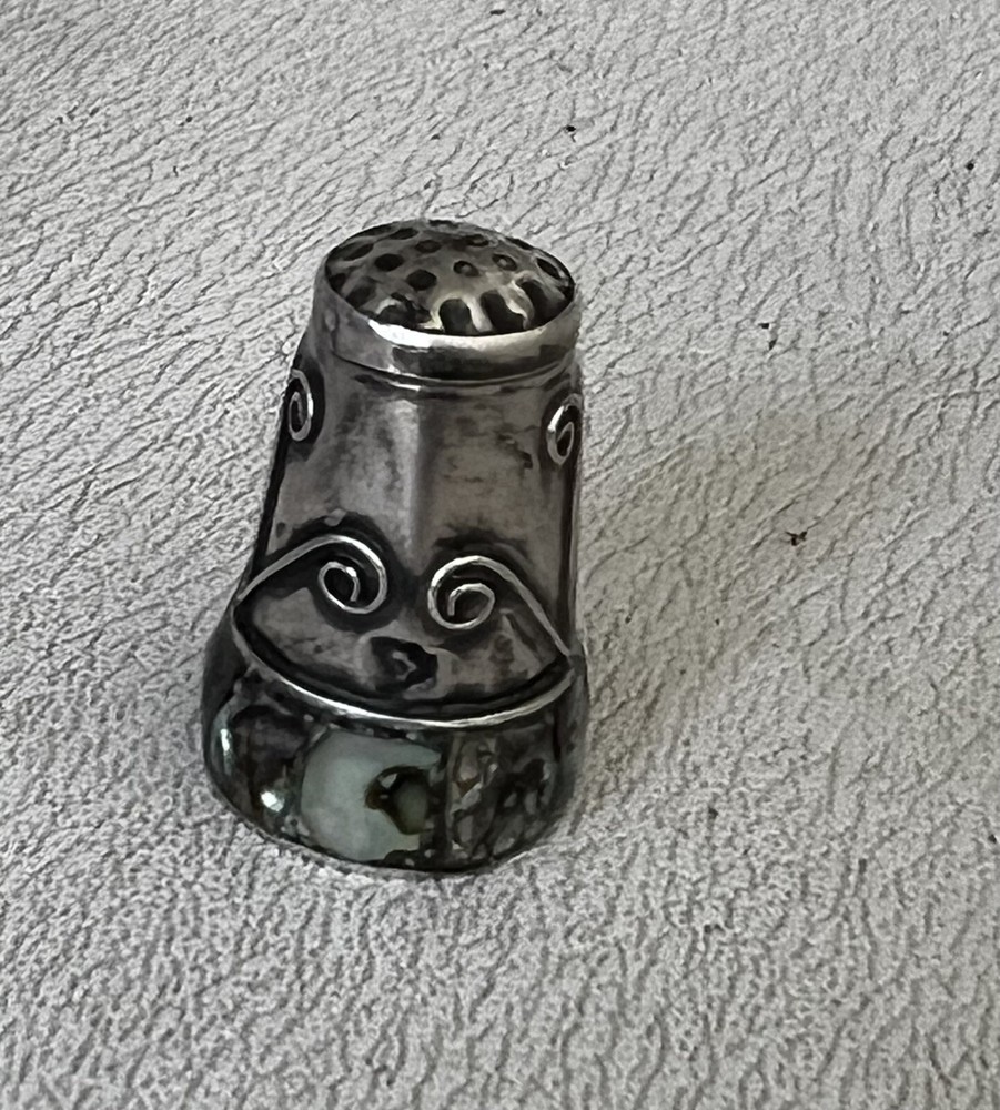 Vintage Sterling Silver Abalone Shell Inlay Mexico Thimble