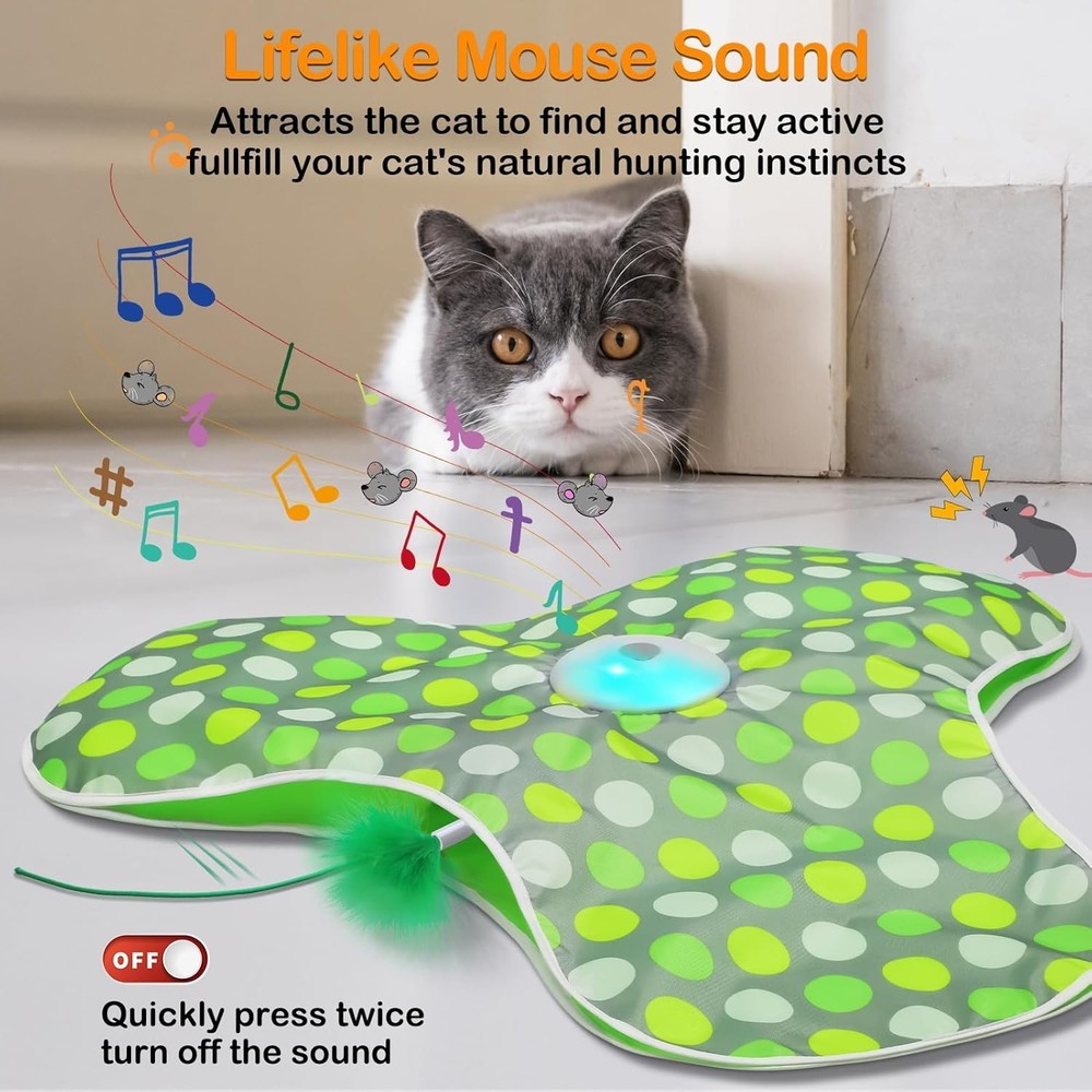 Motion Activated Moving Feather USB Rechargeable Interactive Cat Toy Automatic