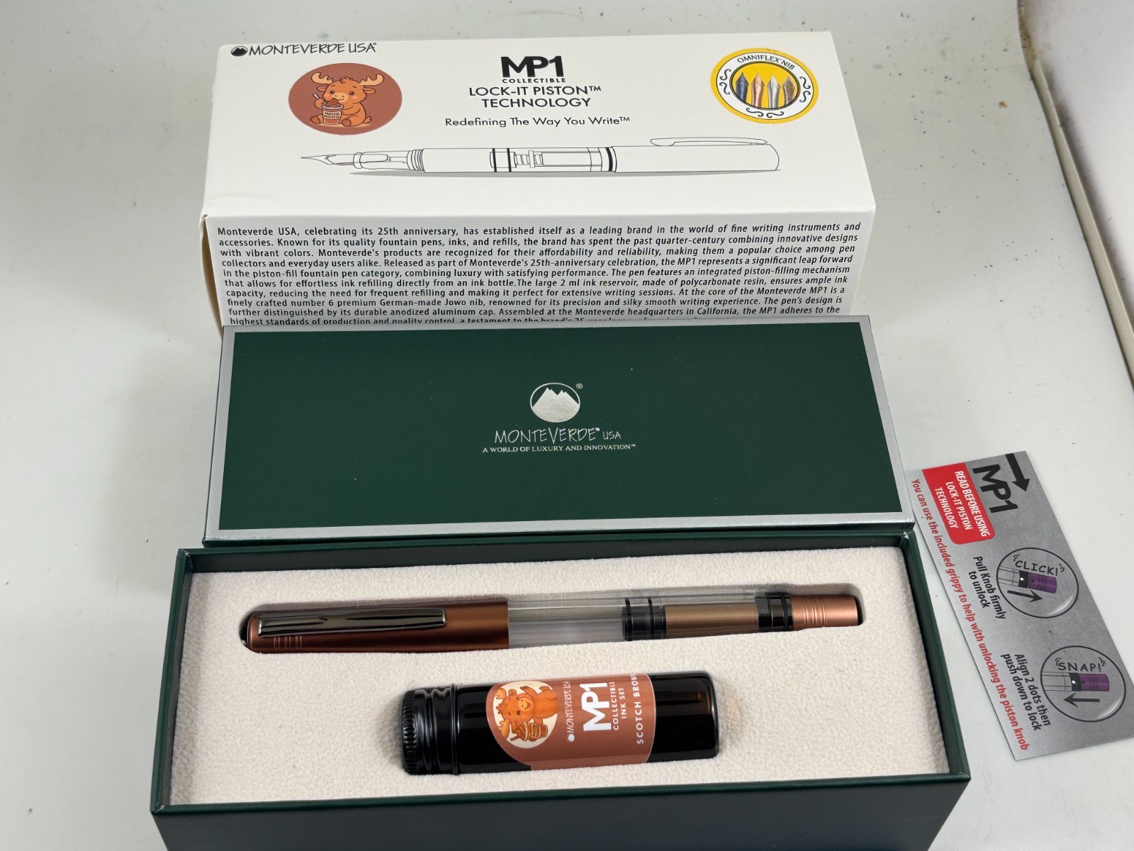 Judd's NEW Monteverde MP1 Lock It Piston Fountain Pen w/15ml Ink Bottle