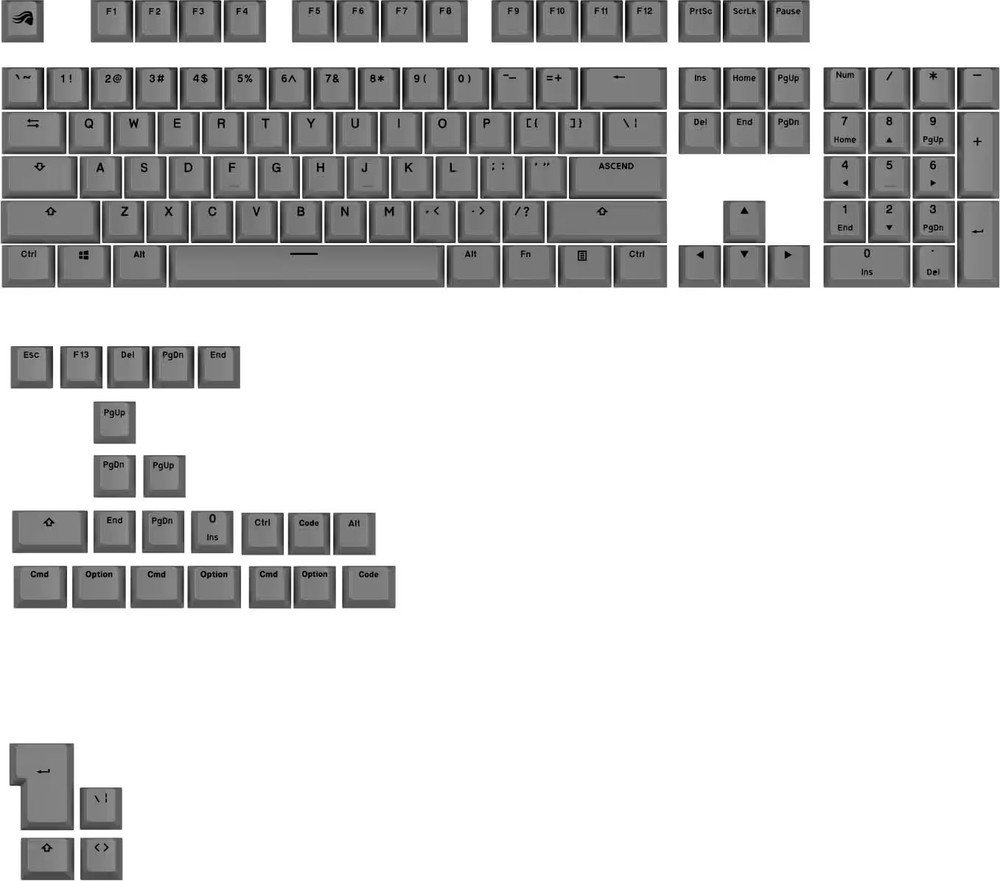 Glorious - GPBT Basics Universal Keycap Set Compatible with Most 100% 85% 80%...