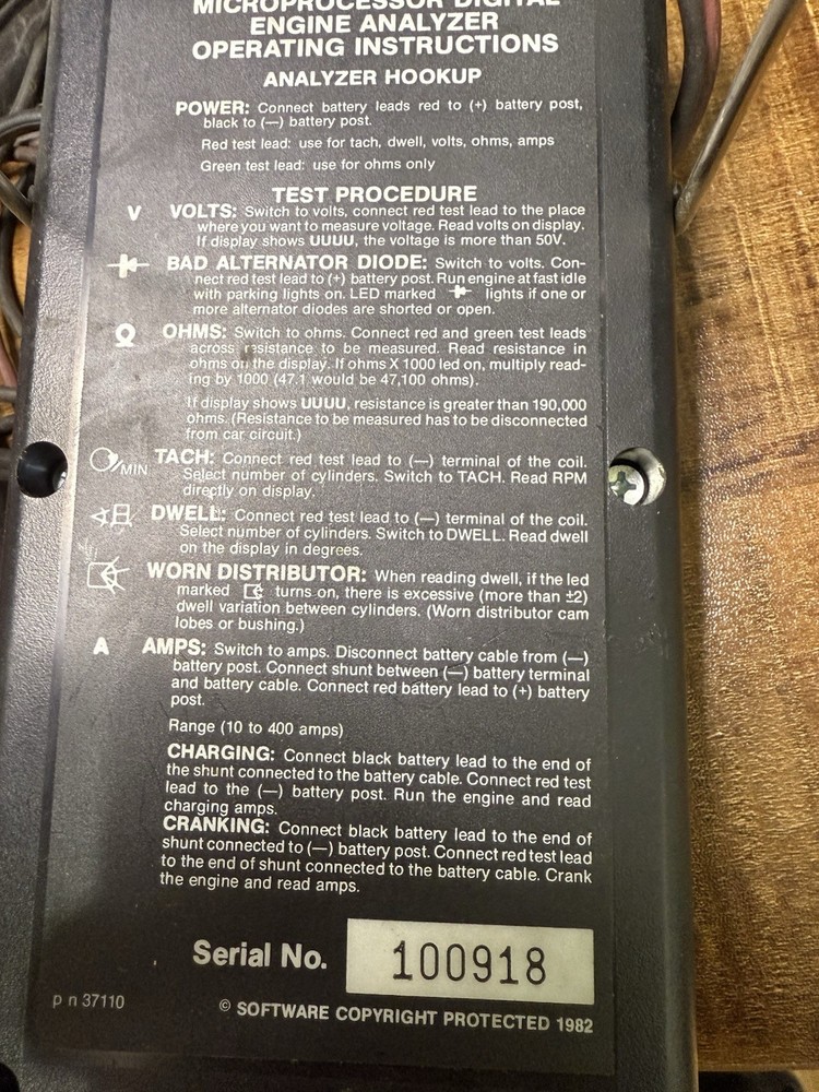 Alltest 3707 10 Megohms Digital Engine Analyzer by Vulcan Tools