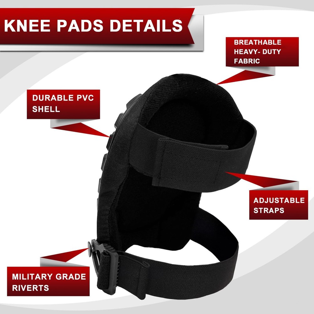 Professional Knee Pads for Work Construction with Heavy Duty Cap Foam Padding
