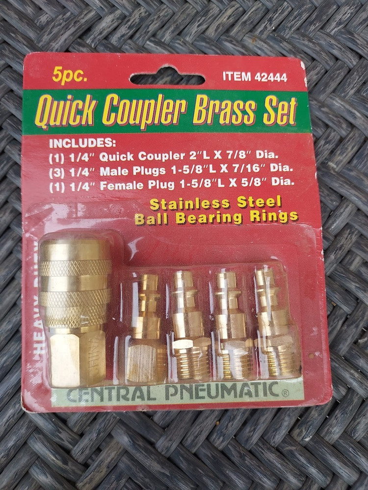Quick Coupler Brass Set 5 Piece Central Pneumatic - Pair