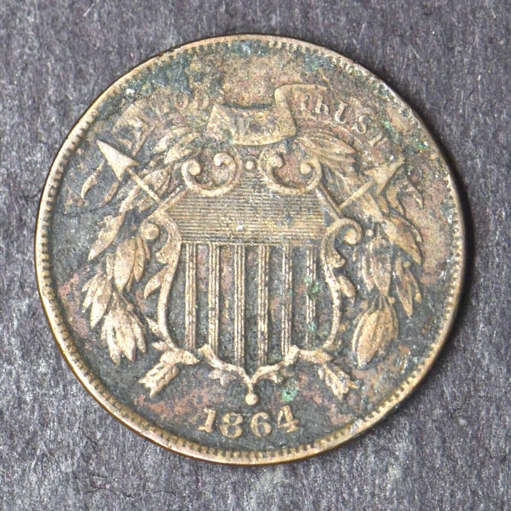 1864 Large Motto 2C Two Cent Piece - COINGIANTS -