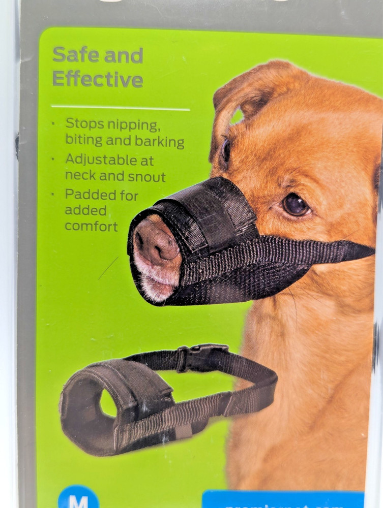 Premier Pet Dog Muzzle Medium Adjustable Anti-Bite Barking Training Black