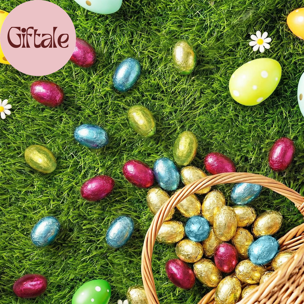 Milk Chocolate Easter Eggs Candy - Foil Wrapped Chocolate Candy Eggs for Easter