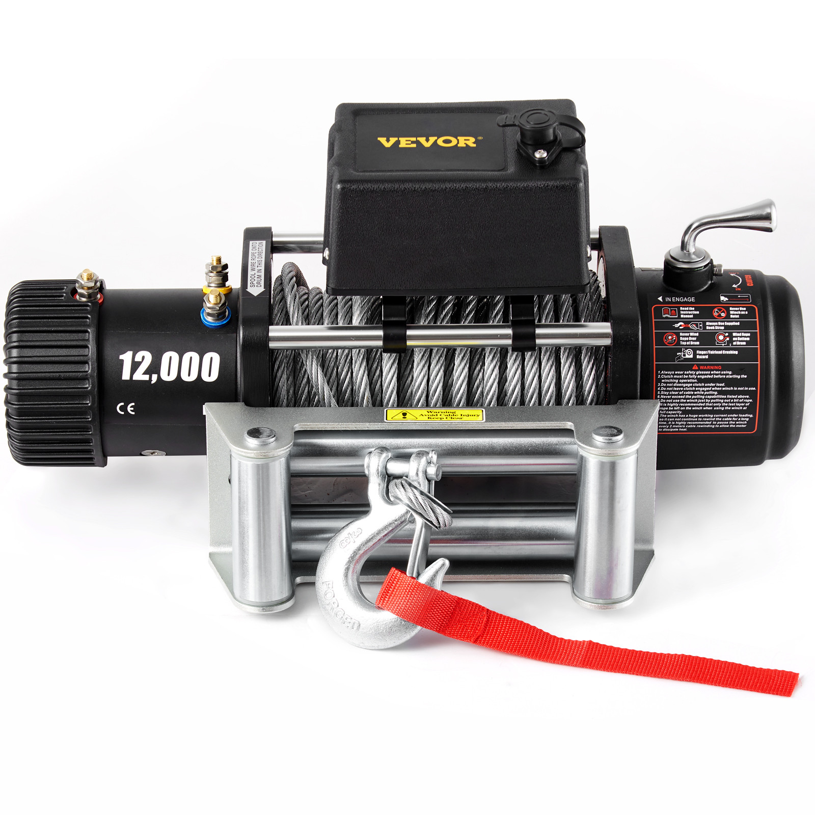 VEVOR Electric Winch Truck 12,000 lb Steel Cable IP55 Waterproof Remote Control