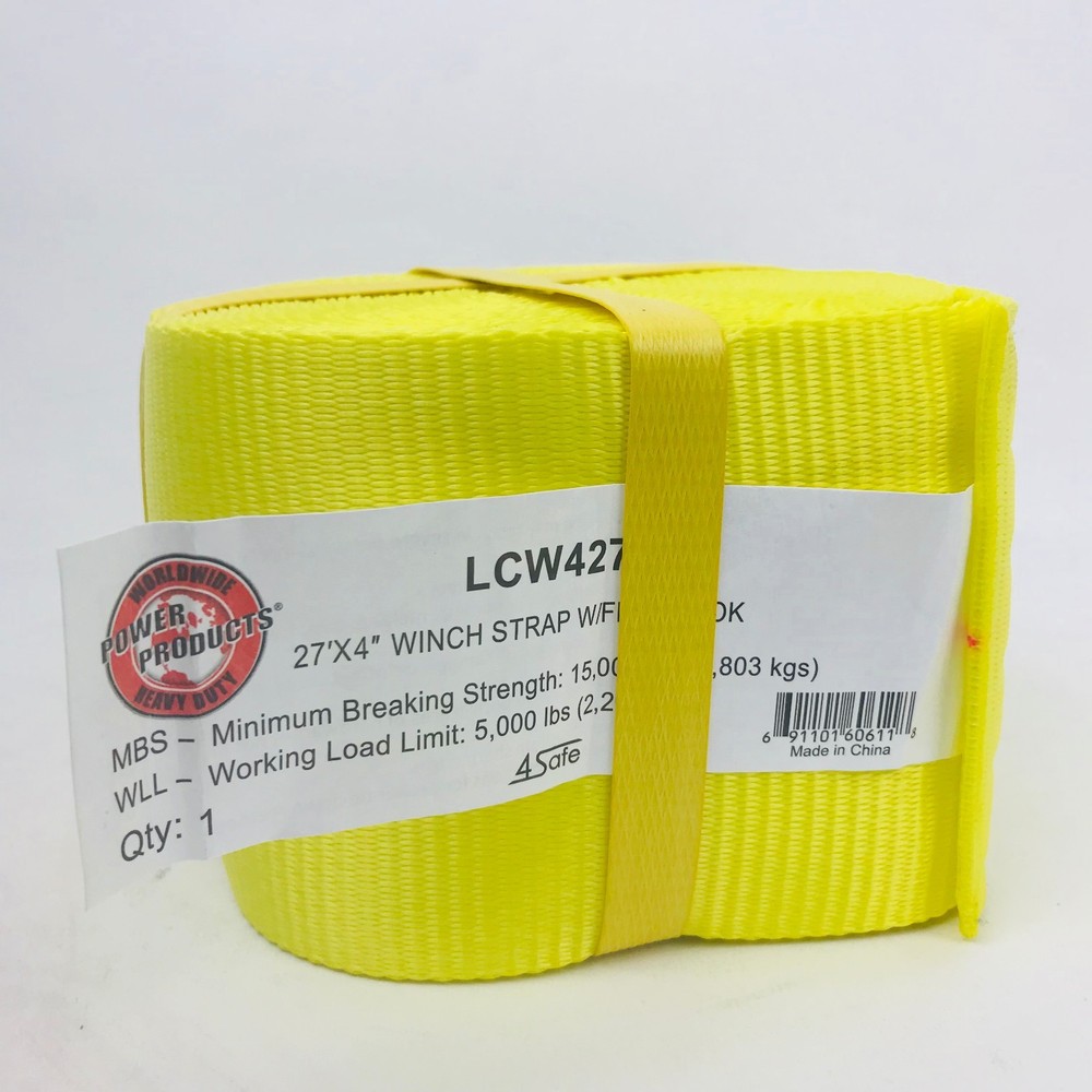 4" X 27' WINCH STRAP LCW427FH WITH FLAT HOOK