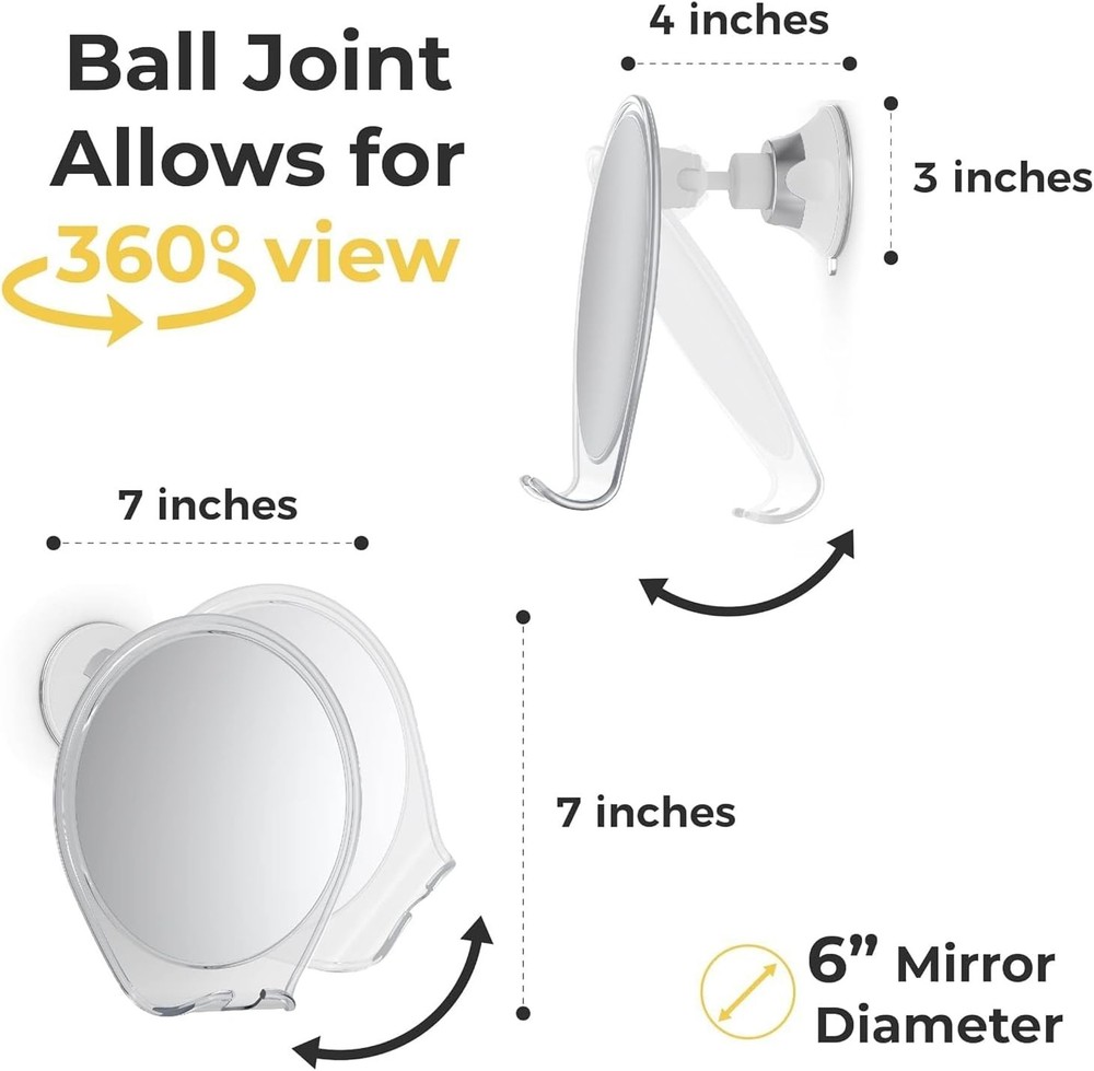 Fogless Shower Mirror - White