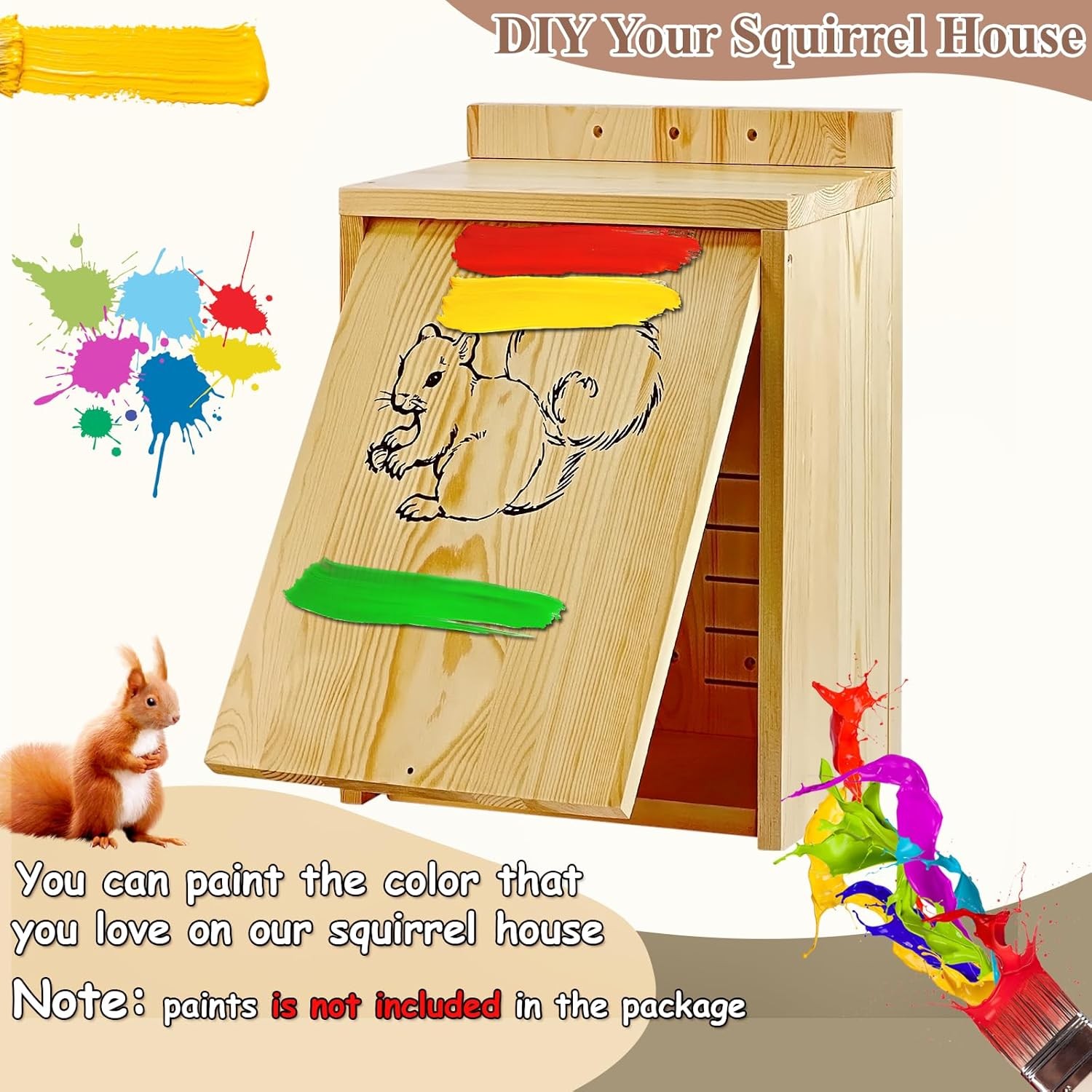 Squirrel House for Outside - Large Wood House, wooden