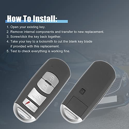 2pcs SKE13D-01 Car Key Fob Shell 4 Button Remote Control Key Case Shell