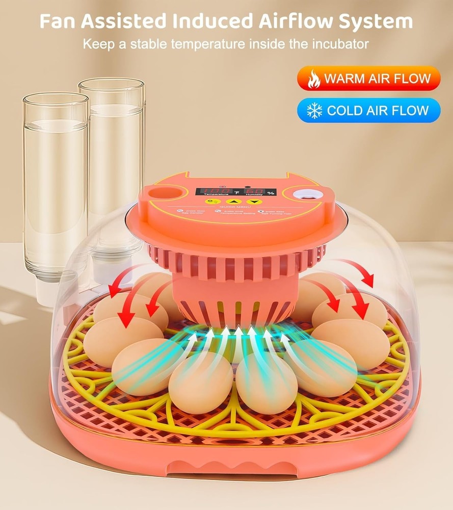 12 Egg Incubator for Hatching Eggs, Smart Temperature and Humidity Control, A...