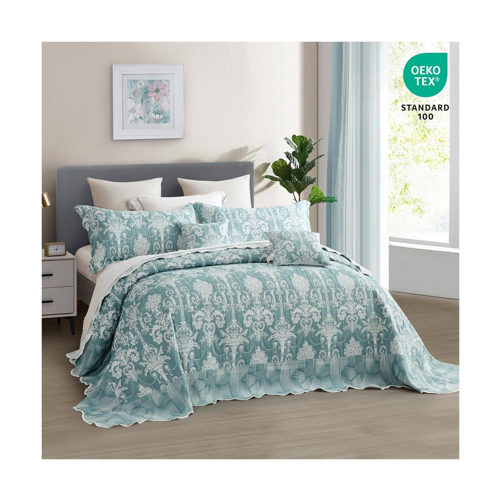 Oversized King Bedspread, Jacquard Matelasse Damask Pattern Design, Lightweig...