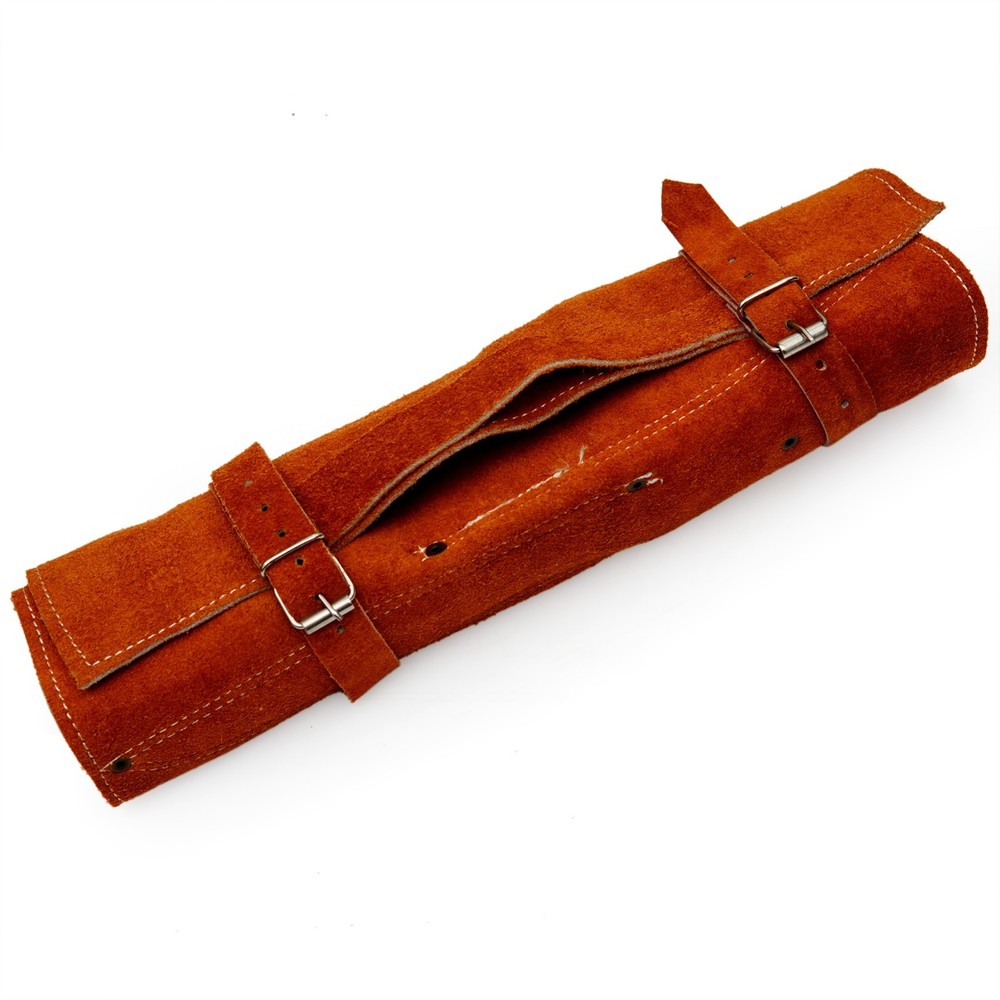 CUSTOM HANDMADE D2 HAMMERED PATTERN 5 PIECES CHEF SET WITH LEATHER CARRYING BAG