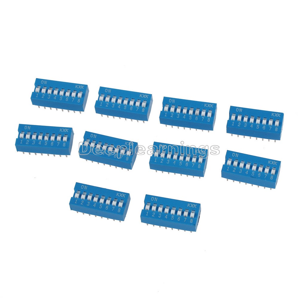 50PCS Slide Type Switch Module 2.54mm 8-Bit 8 Position Way DIP Blue Pitch