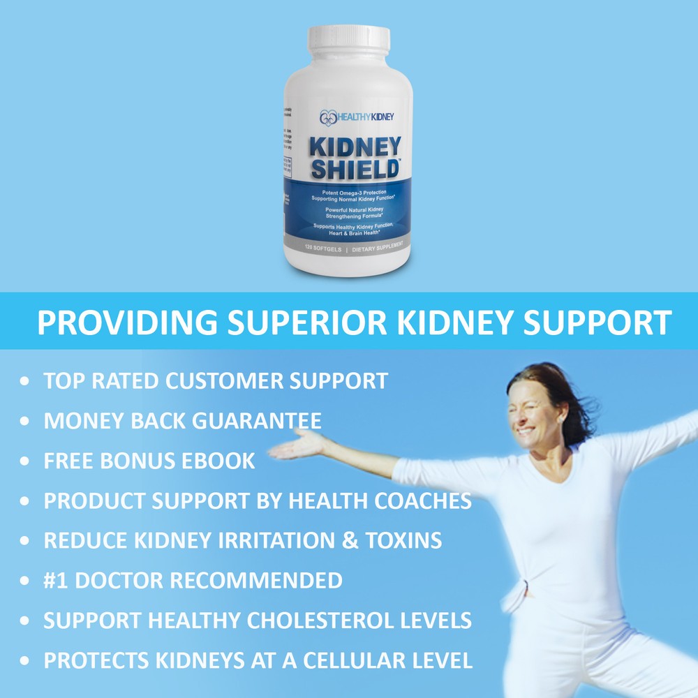 Kidney Shield Supplement Health Renal Detoxing Function Cleansing Omega 3