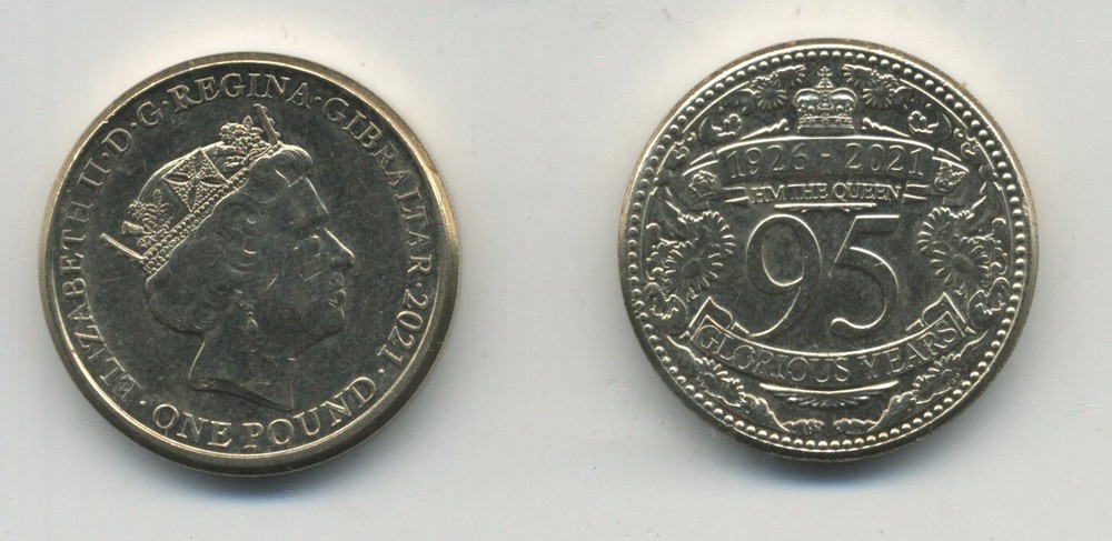 Gibraltar £1 2021 95th Queen Anniversary Glorious Years UNC
