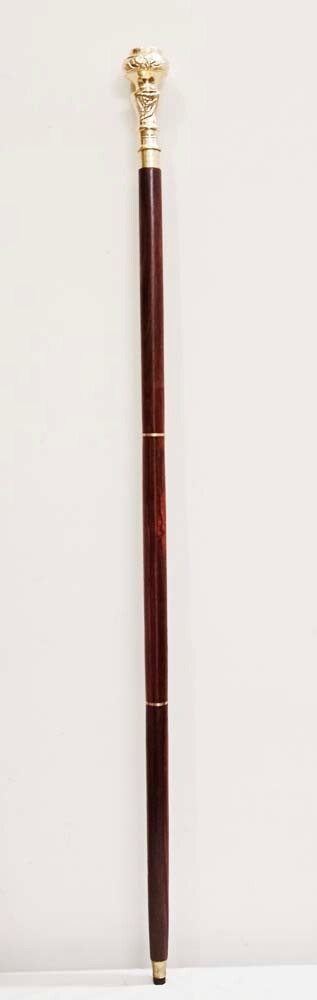 Vintage Style Solid Brass Compass on Head Handle Wooden Walking Stick Cane Gift