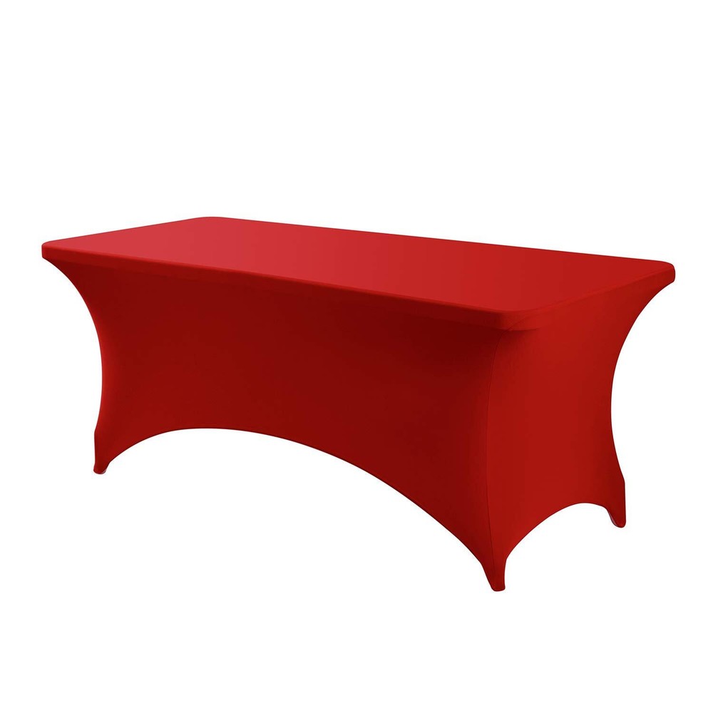 Peomeise 6FT Spandex Table Cover Rectangular Stretch Spandex Tablecloth Red6FT