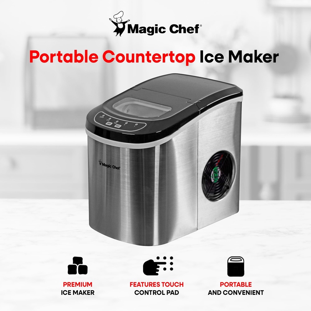 Magic Chef Portable Countertop Ice Maker, Small Ice Maker for Kitchen or Home