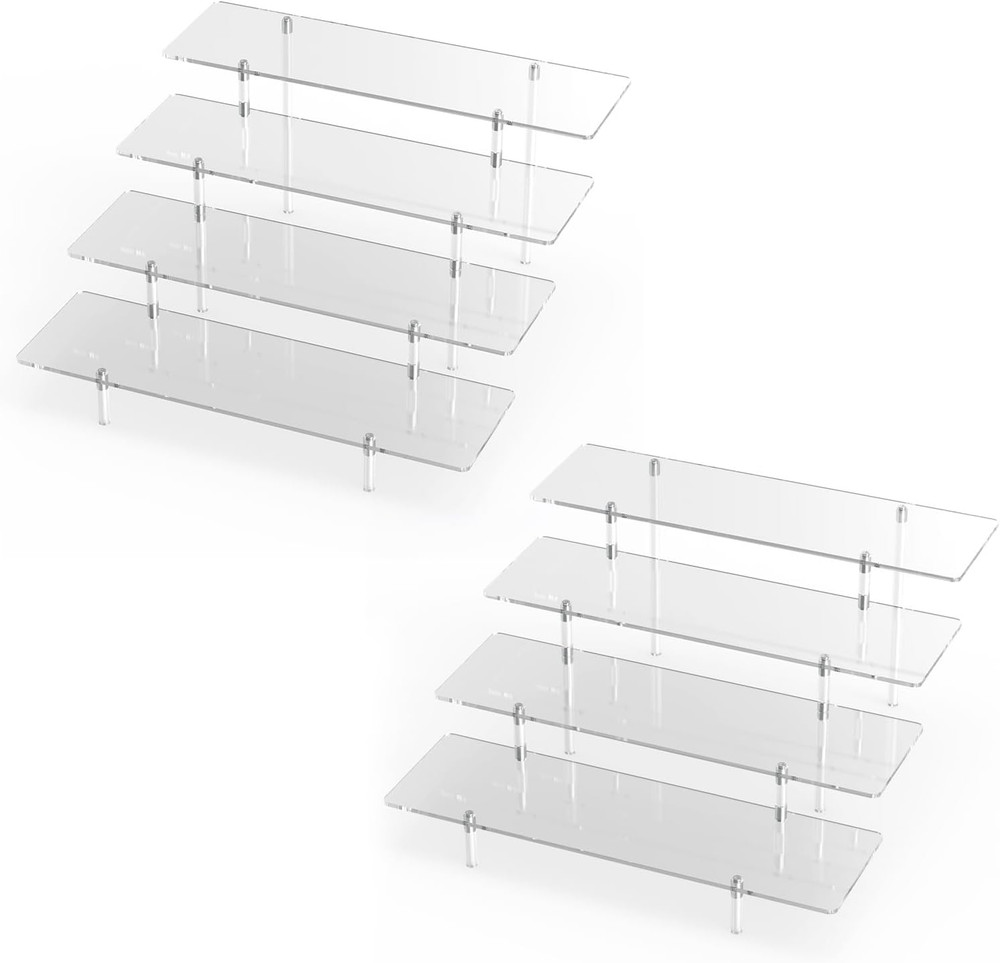 Acrylic Display Riser Stand Shelf Clear 4 Tier Cupcake Stand Perfume Display Hol