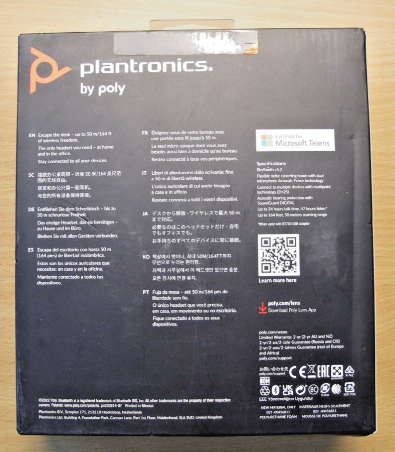 Plantronics 4310 UC USB Wireless Bluetooth Single Ear Headset PC Mac Mobile Mint