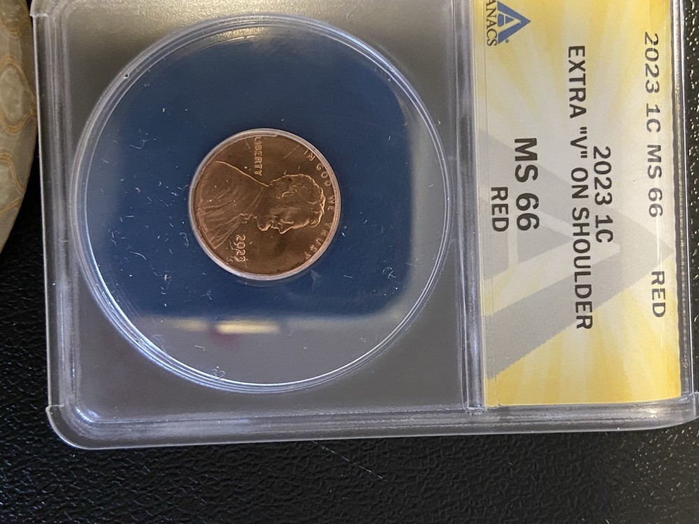 MS 66 2023 Lincoln Union Shield Cent Extra V error coin