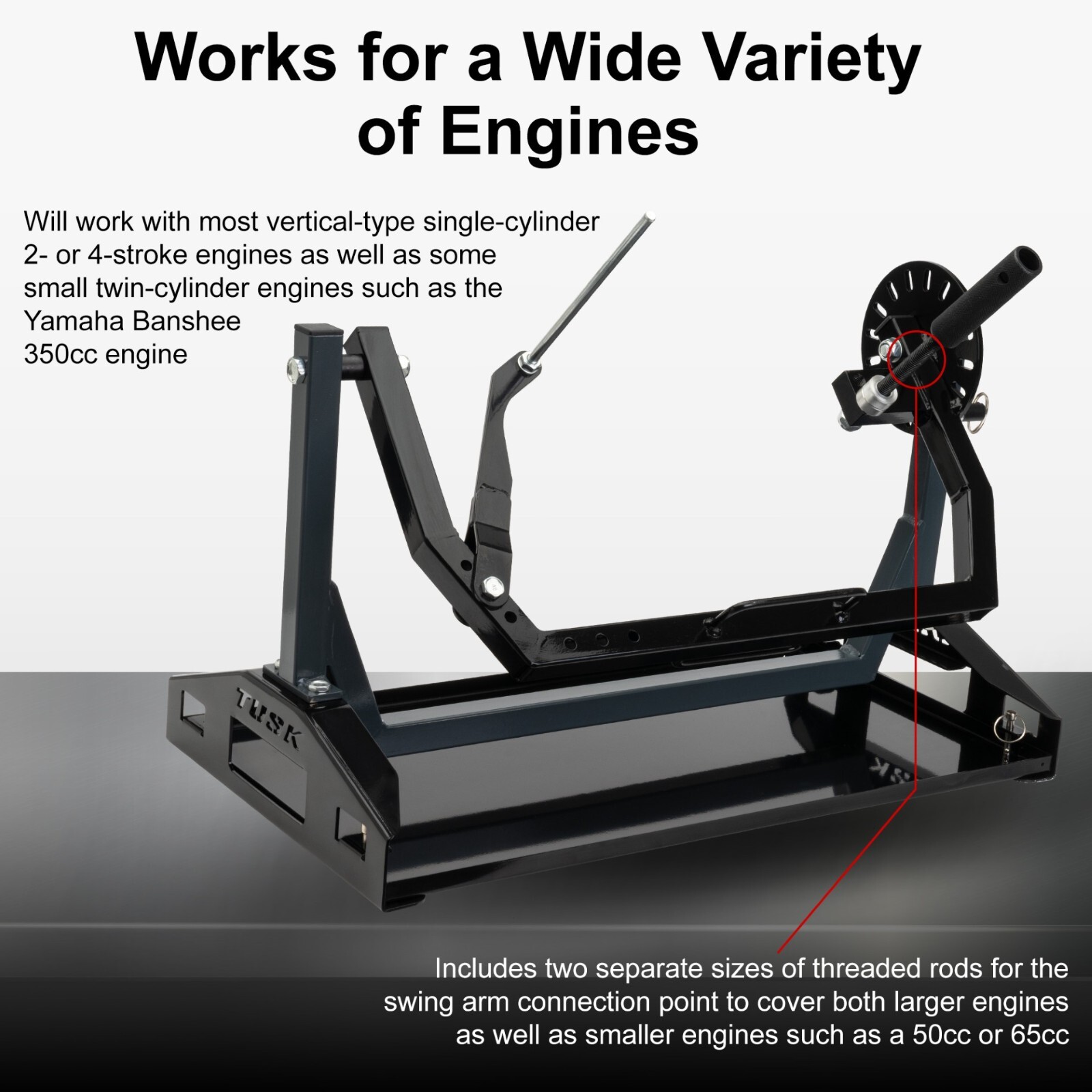 Tusk Motorcycle Engine Stand / rebuilding single cylinder 2 or 4-stroke engines