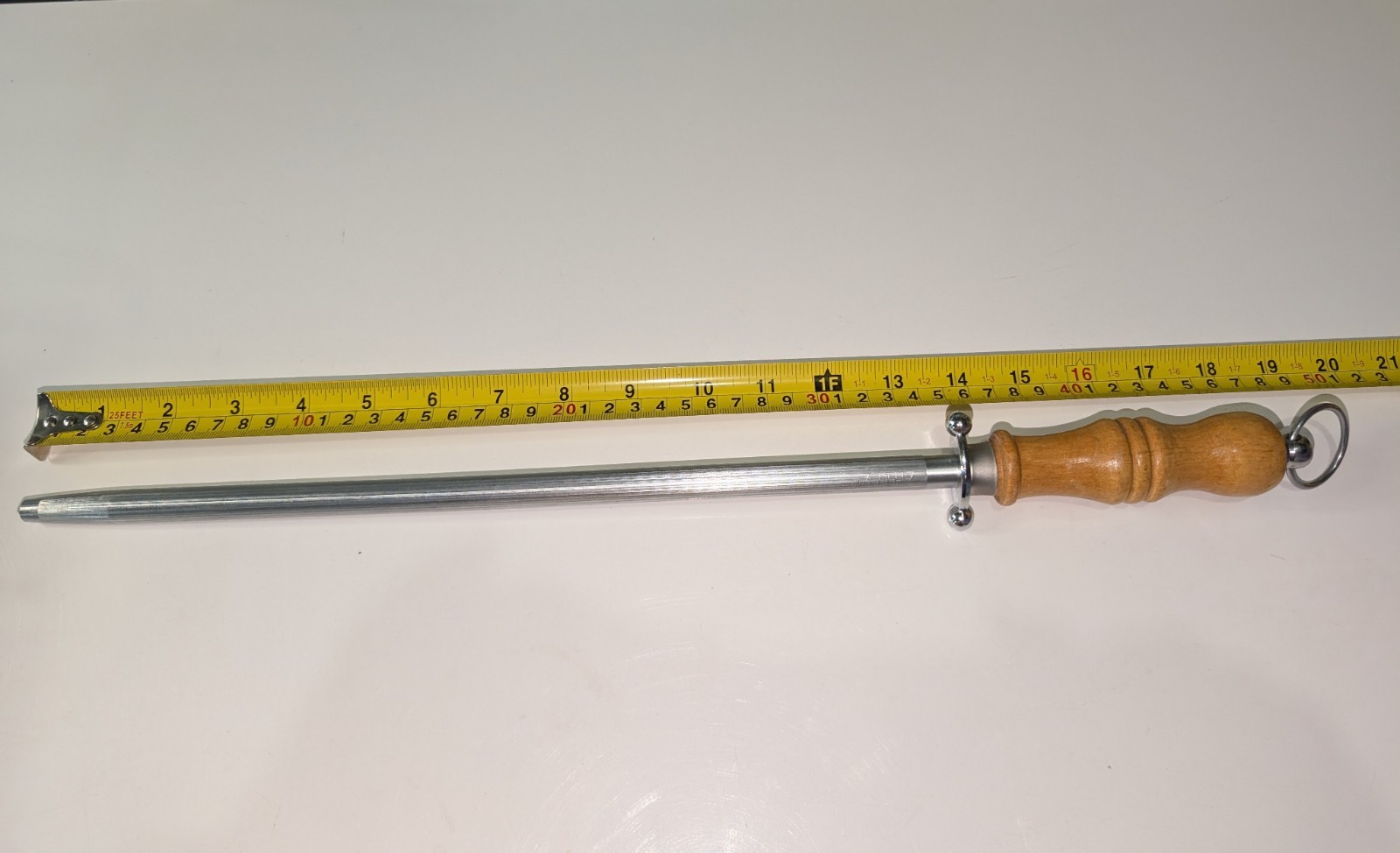 Knife Sharpening Honing Rod 320 Wood Handle 14” Steel 20" Overall