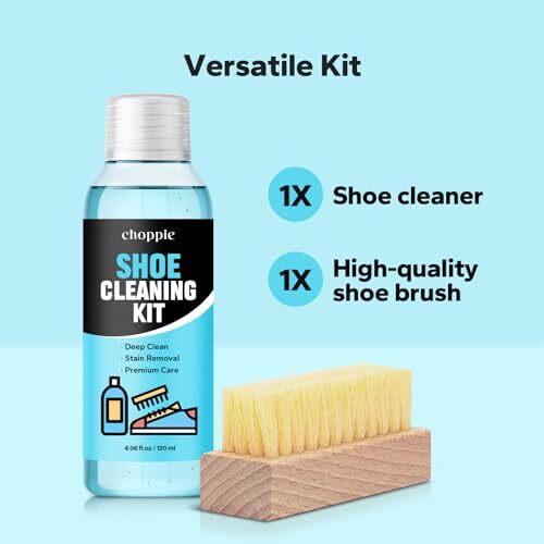 Shoe Cleaning Kit (4.06 Fl Oz), 2Pcs Set with Deep Cleaning Solution & Brush,