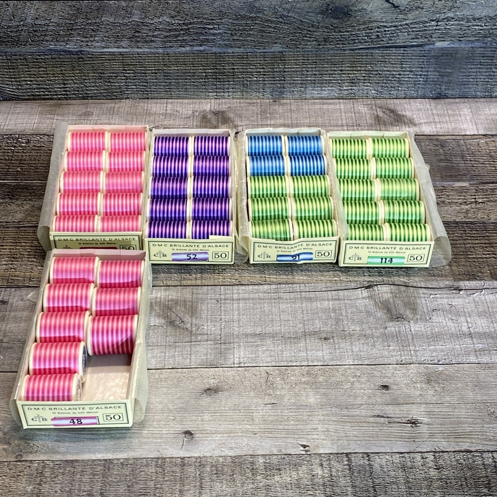 DMC Machine Embroidery Thread 5 Boxes 48 Spool Multi Color Blend #48, 114, 52, 9