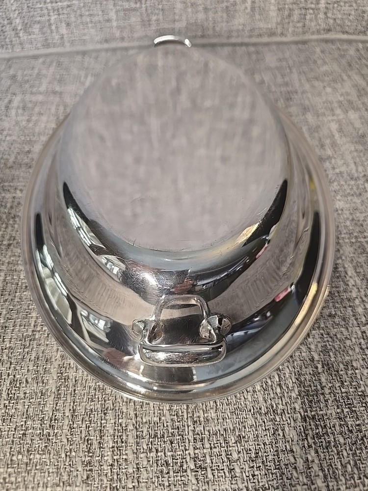 Silver Shallow Server With Handles, Unmarked, Oval, 10.25" Long