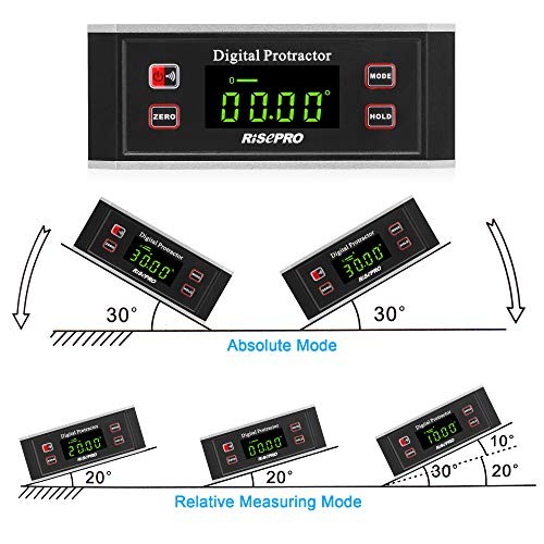 Inclinometer, RISEPRO® Digital Protractor Angle Finder Level Inclinometer