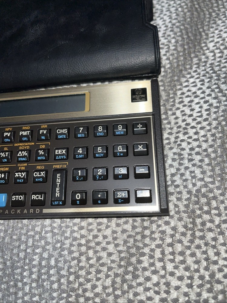 Clean Vintage Hewlett Packard HP-12C Programmable Financial Calculator Case