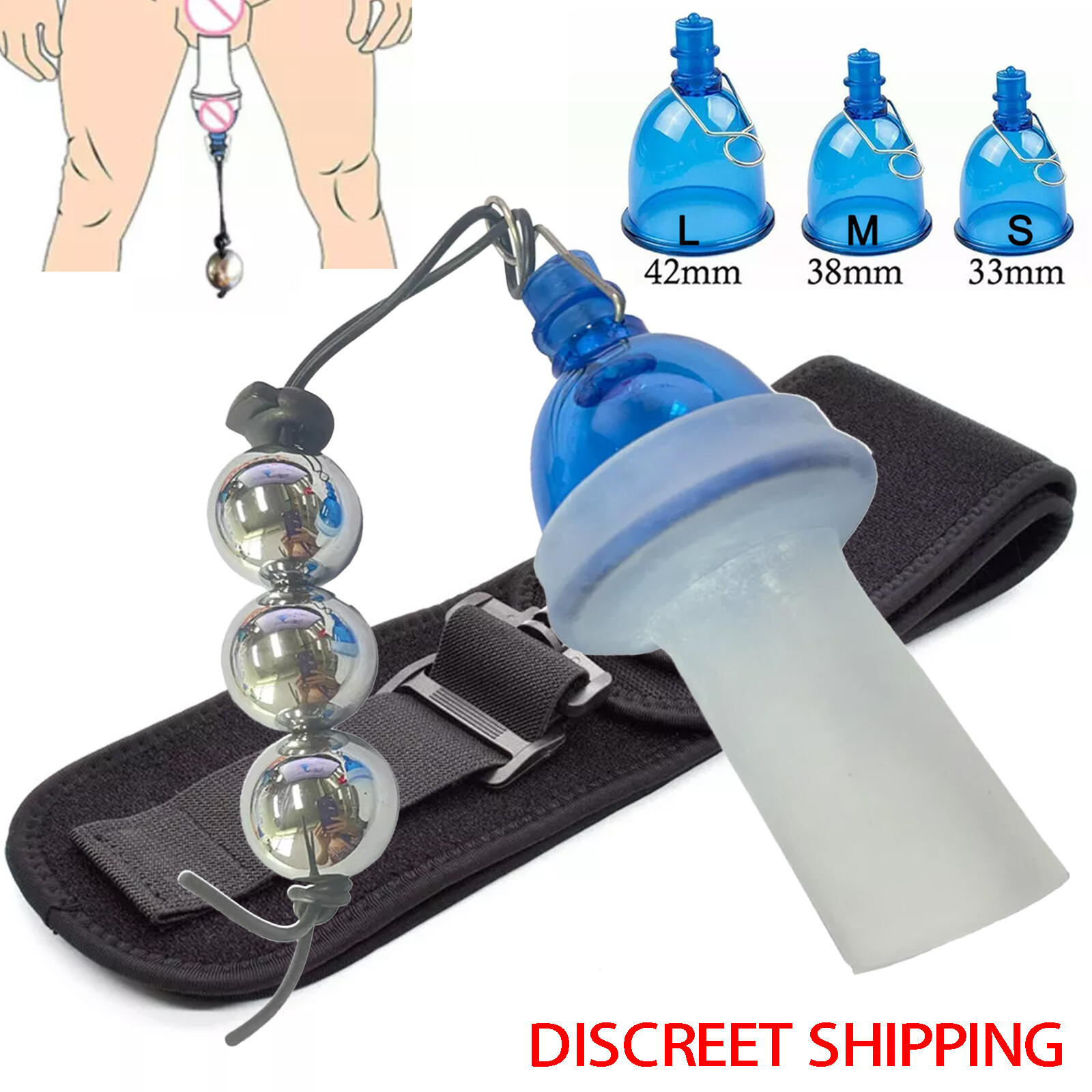 Male Extender Penis Stretcher Enlargement Vacuum Cup Enhancement Hanger Supply