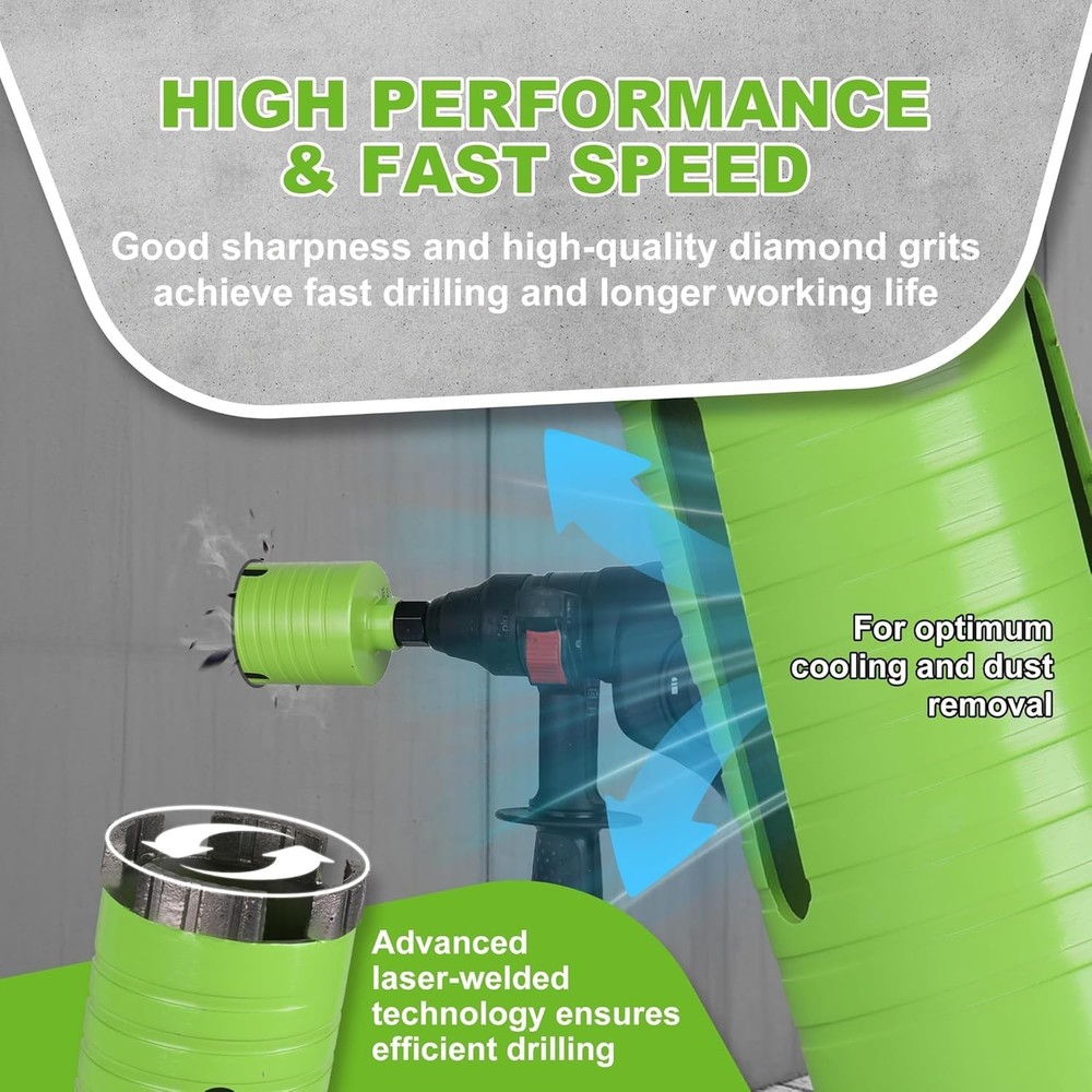 Versatile 2.5" Core Drill Bit with Dual Adapters for Concrete & Brick Projects