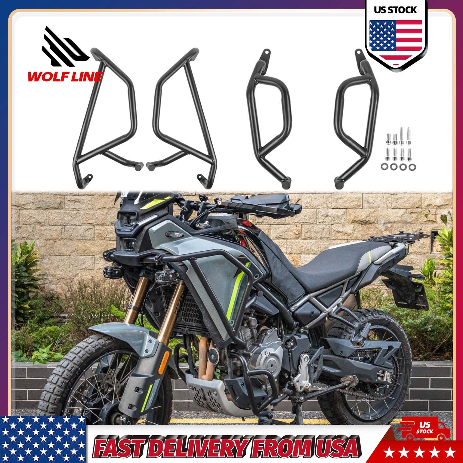 WOLFLINE Crash Bar For CF-Moto 450MT 2024 2025 Engine Guard Frame Protector Cage