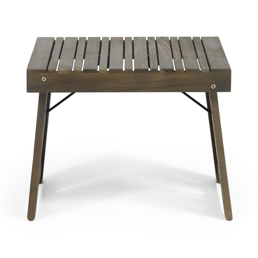 Acacia Wood Foldable Side Table with Slat Design – ,