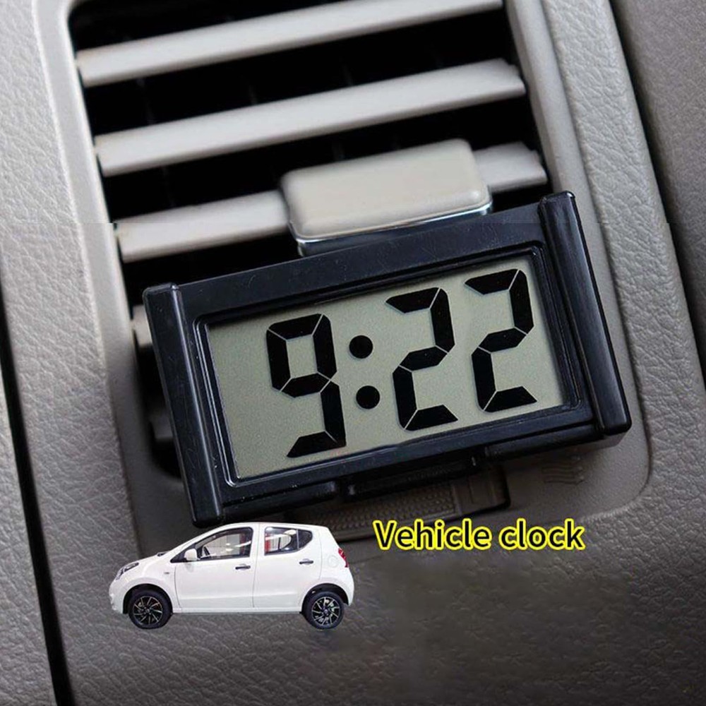 3PCS Small Digital Clock Mini Car Clock Mount Watch Desktop with Date Mountab...