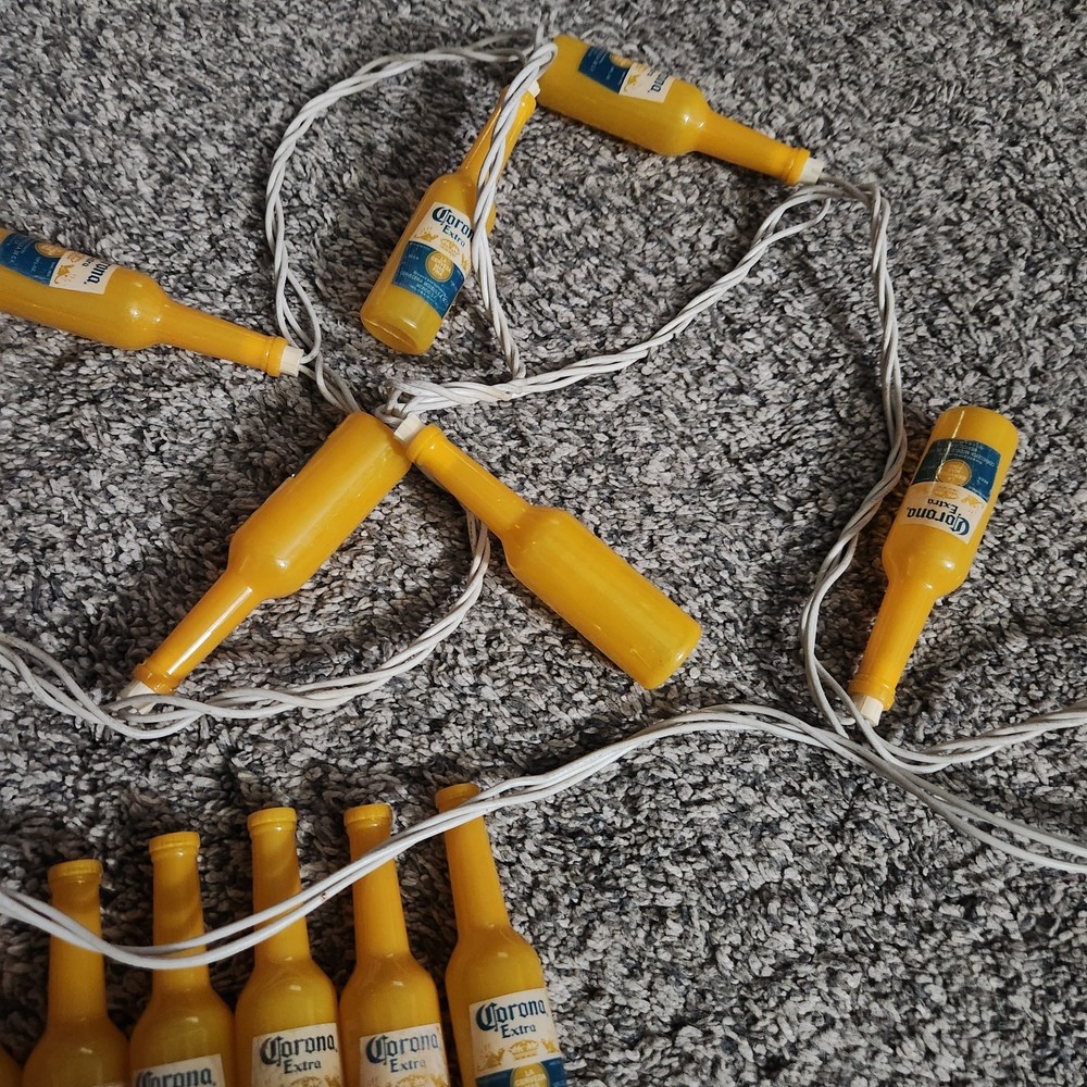 Corona Extra 10 Count Bottle Shape String Lights Working Plus 7 Spare Bottles