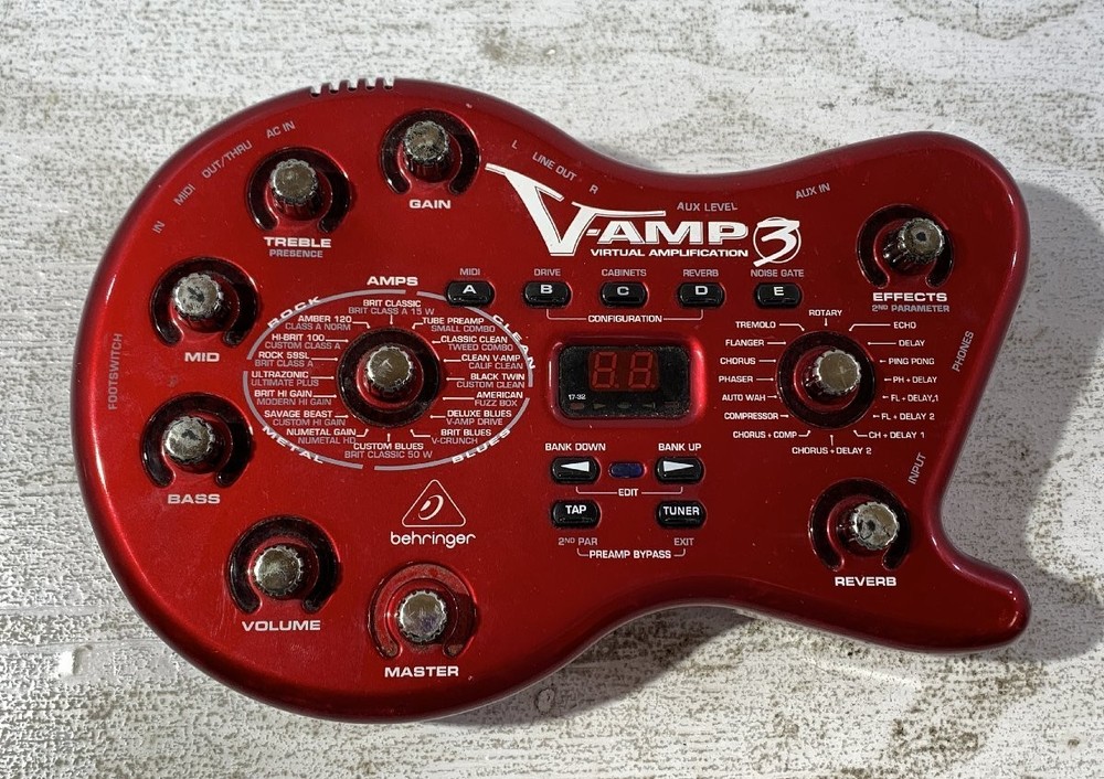 Behringer V-AMP3 Multi Effects Processor Virtual Amp Simulator Red Tested